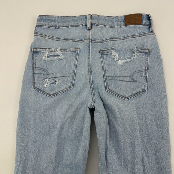American Eagle Mom Jeans Distressed Women's size 6 Long Light Blue Denim jeans - Picture 5 of 5